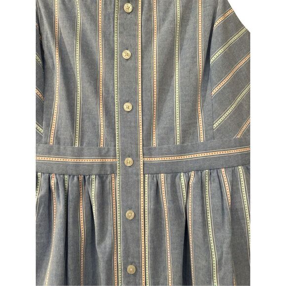 Draper James Women's Striped Faux Button Front Sleeveless Summer Dress Blue Sz 6 - Picture 4 of 5